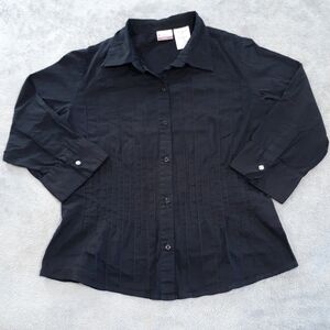No Boundaries Juniors Button Down 3/4 Sleeve Shirt Black Size Medium 7-9